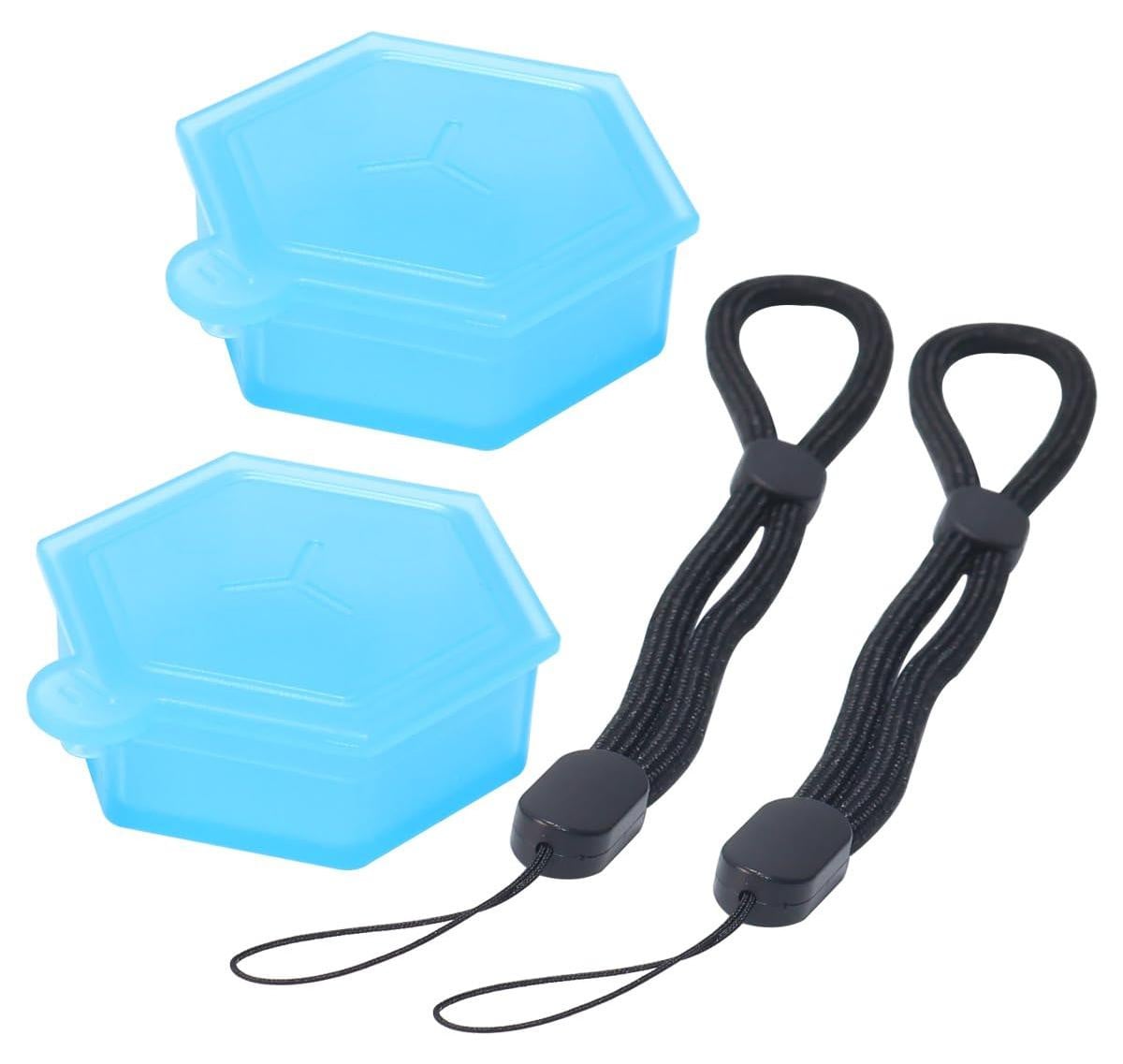 Dripio Set van twee zeshoekige geurkaarsendoosjes met sleutelhanger, blauw