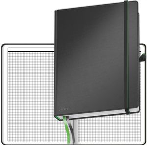 Leitz Notizbuch Complete 44710095, Kunstleder Hardcover, schwarz, 80 Blatt / 160 Seiten, 100 g/m², kariert, A4