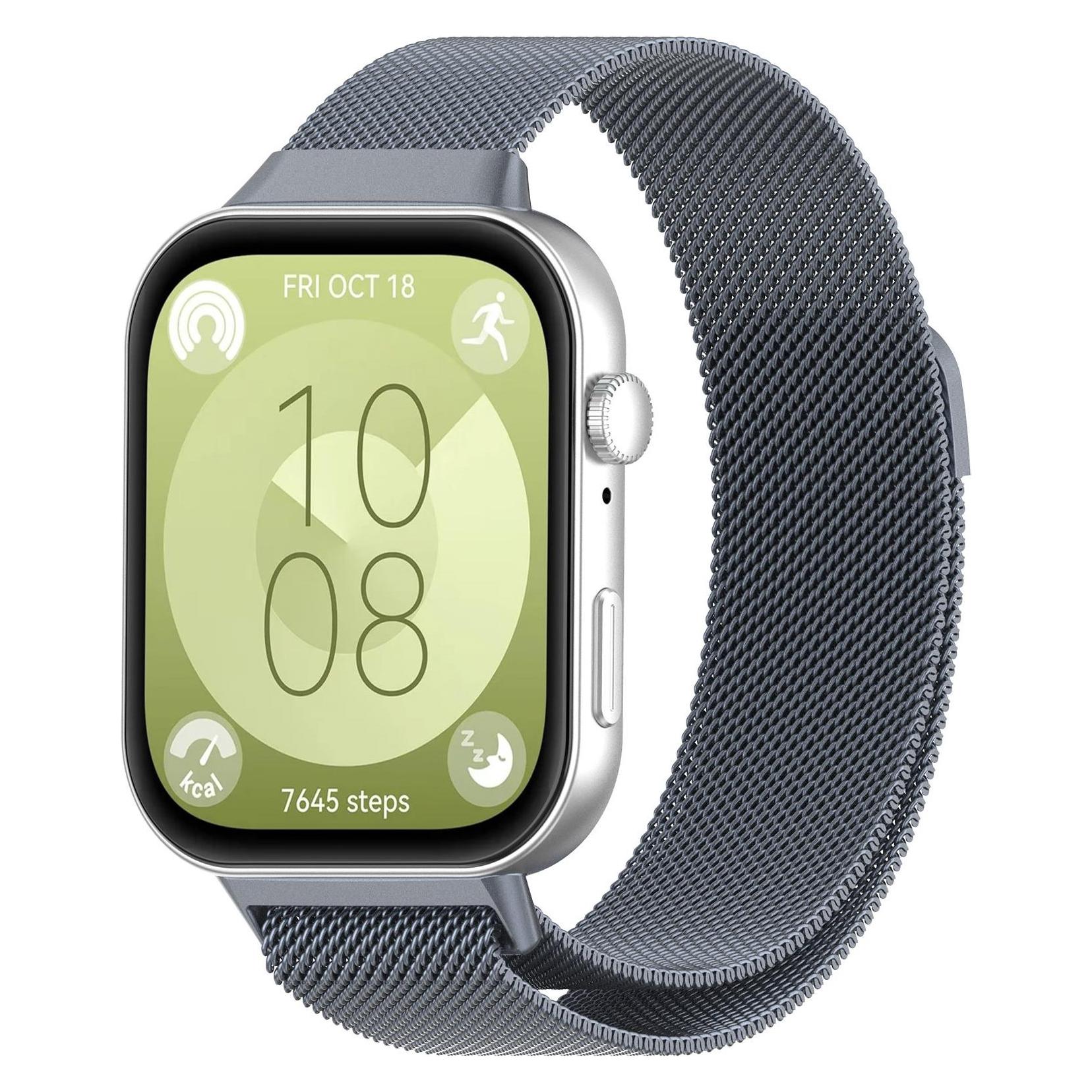 Techsuit - Watchband (W009) - Huawei Watch Fit 3 - Blue (Edelstahl, Magnet) (56360269)