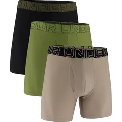 3er Pack UNDER ARMOUR Performance Tech Mesh Solid 6" Boxershorts Herren 310 - warm olive XL