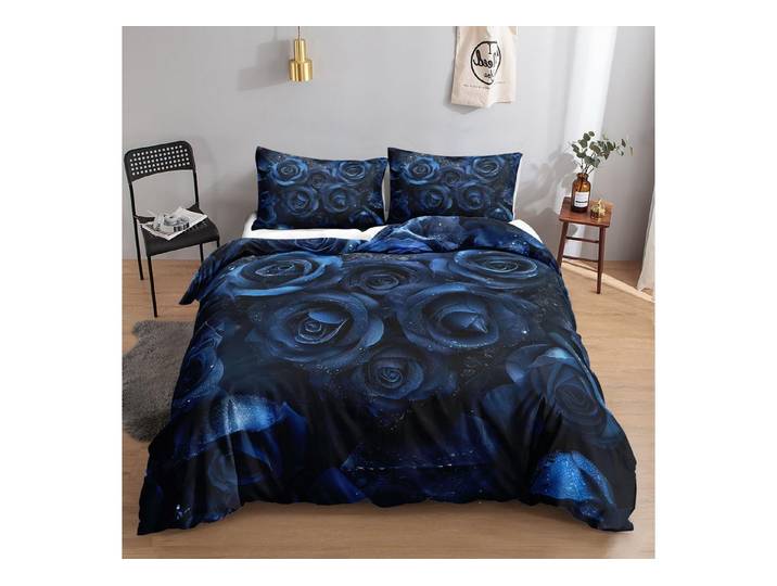 LuxusKollektion Jugendbettwäsche Bettwäsche-Set Romantische Blaue Rosen 200x200cm