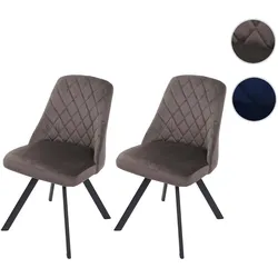 2er-Set Esszimmerstuhl HWC-K25, Küchenstuhl Lehnstuhl Polsterstuhl, Metall Samt ~ dunkelbraun