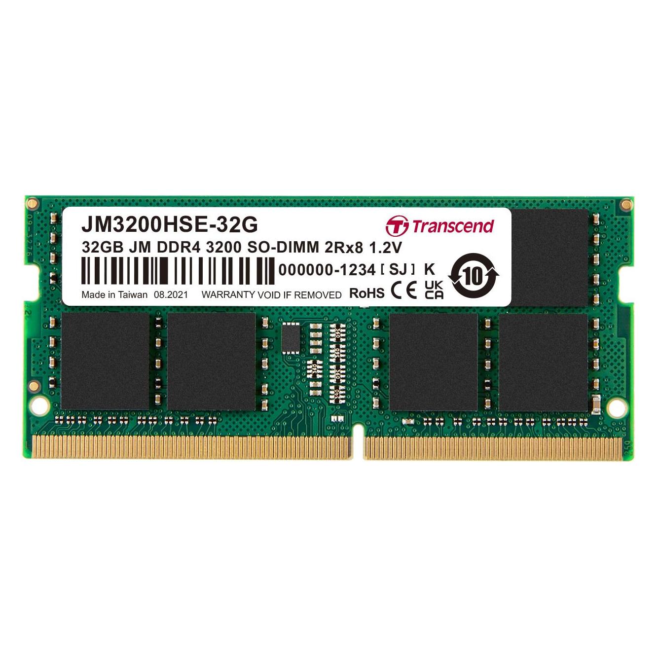 Transcend SO DDR4 PC 3200 CL22 JetRam, JM3200HSE-32G (1 x 32GB, 3200 MHz, DDR4-RAM, SO-DIMM) (JM3200HSE-32G)