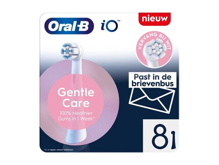 ORAL-B iO Gentle Care - Opzetborstels Wit - 8 stuks Zachte Reiniging Ronde Ontwerp Gentle Care 8 Stuks Wit