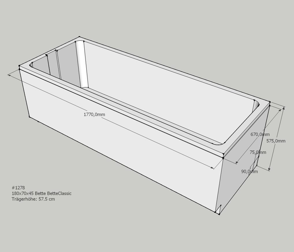 Neuesbad Wannenträger für Bette Classic 180x70 SW13638