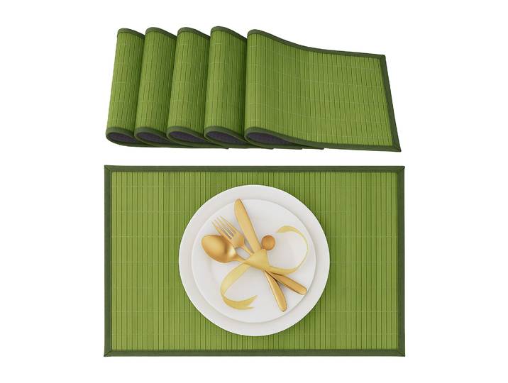 Tischset 6er-Set Bambus Dunkelgrün-Grün