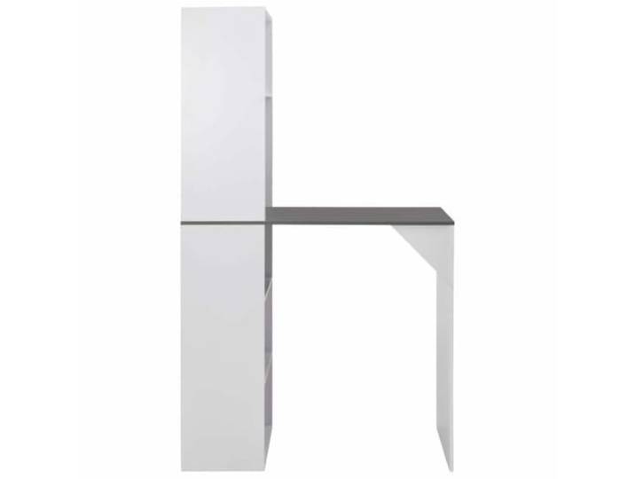HKQWPBF Bartisch mit Schrank Weiß 115x59x200 cm Holzwerkstoff, L-förmiger Rahmen, integrierter Stauraum, zeitgemäßes Design, Küche und Essbereich, leicht zu reinigen