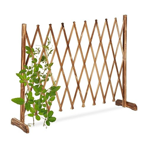 Relaxdays Plantenklimrek van hout, uitschuifbaar, bruin, Hoogte: 275 cm