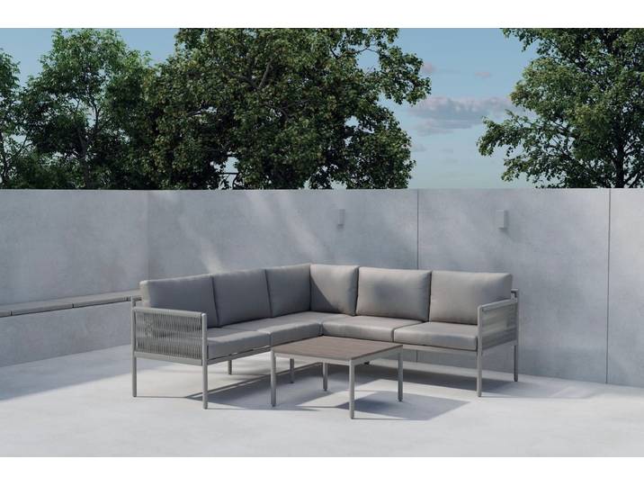 Garten Loungeset Rimini – wetterfest in Beige mit Aluminiumgestell - Beige - Luxusbetten24