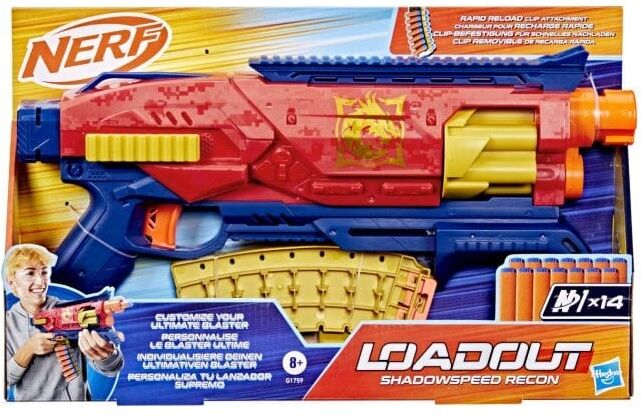 Hasbro Nerf Loadout Shadowspeed Recon Blaster - 14-Dart Storage Attachment - Interchangeable Attachments for Kids