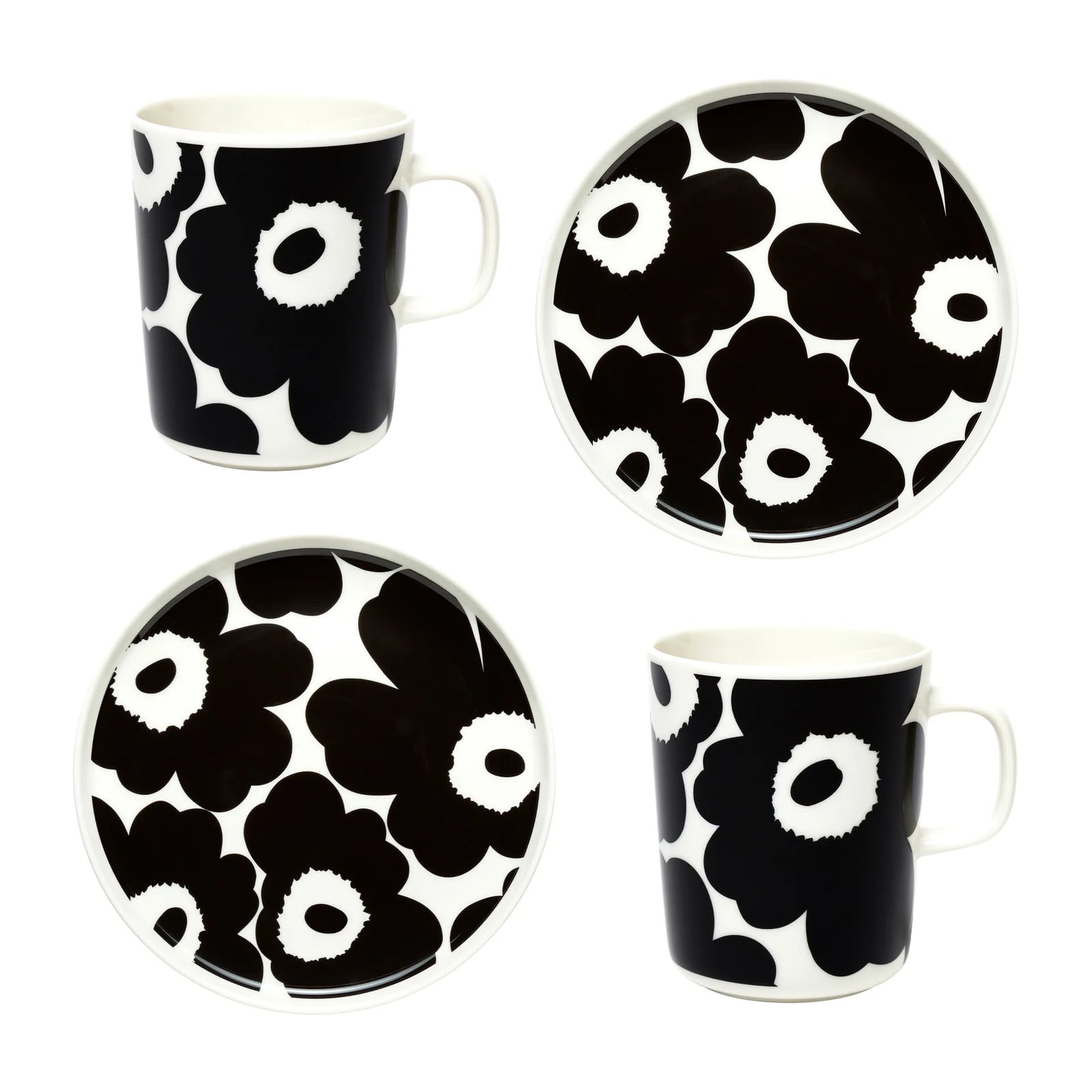 Marimekko Unikko ontbijtset Wit-zwart