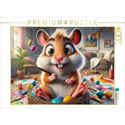 CALVENDO Puzzle Ostereierspaß mit dem Künstler-Hamster | 2000 Teile Lege-Größe 90x67cm Foto-Puzzle für glückliche Stunden
