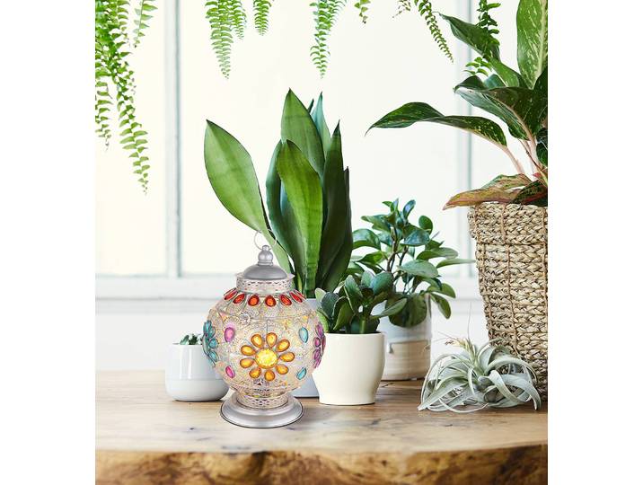 Lampe Gelasius Ø 27cm Multicolore Métal argenté, cristal acrylique LED E27