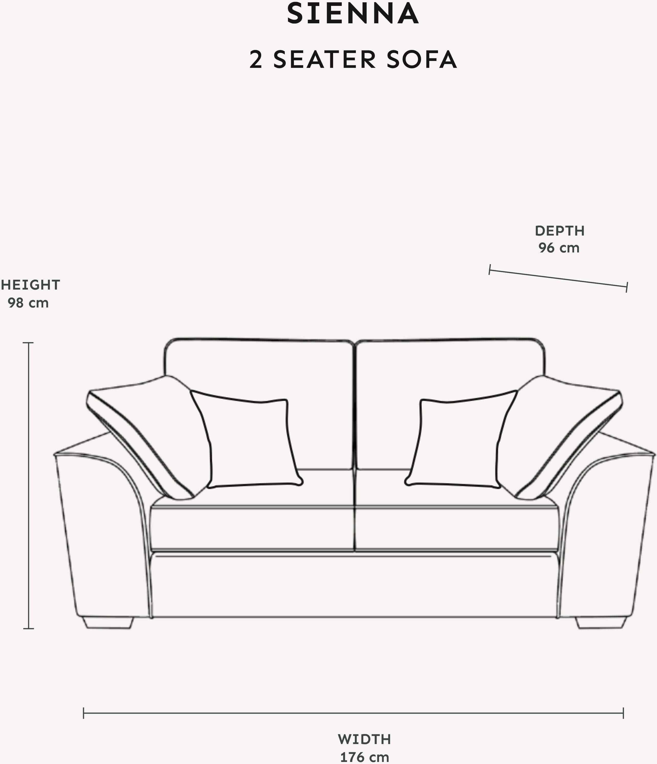 Sienna Ivory Textured Chenille Sofa Range, 2 Seater