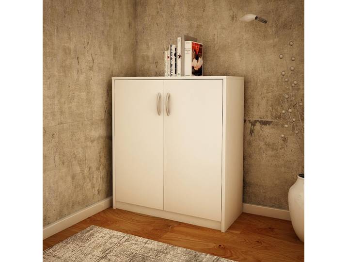 Kommode 74cm breit in matter Ausführung, großzügiger Stauraum Schrankaufbewahrung mit hochwertigen Polymergriffen - Weiß