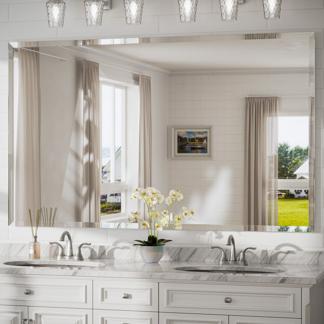 EUkeonjinn Shatterproof Beveled Frameless Bathroom Vanity Mirror 91.4cm x 152.4cm