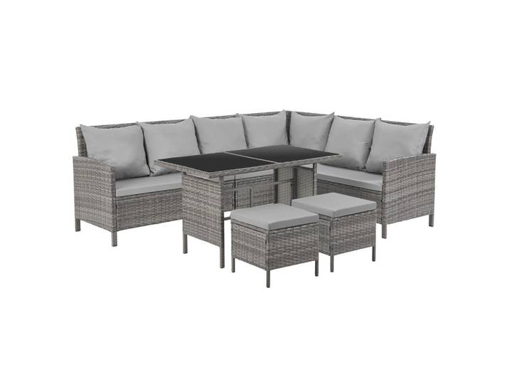 Svita Rattan-Lounge Madison, Grau, Kunststoff, 2, Rechteckig,rechteckig, Gartenmöbel, Gartengarnituren, Gartenmöbel-Sets