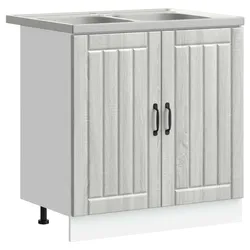 vidaXL Waschbecken-Unterschrank mit Speicher Lucca 2 pcs Graues Sonoma