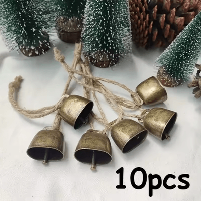 Inspire Picks 10 20pcs Jingle Bells Decor Rustic Cow Bells With Twine For Christmas & Crafts bronze 10pcs 35mm