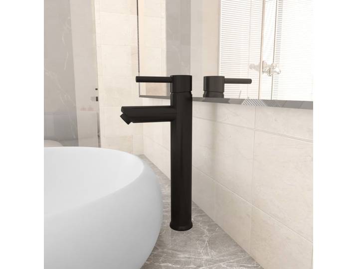 vidaXL Badezimmer Mischbatterie Schwarz 12x30 cm