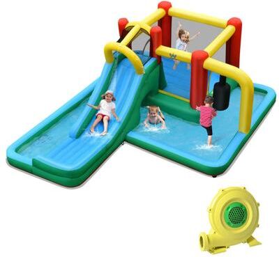 Costway Inflatable Water Slide Climbing Bounce House with Tunnel and 735W Blower