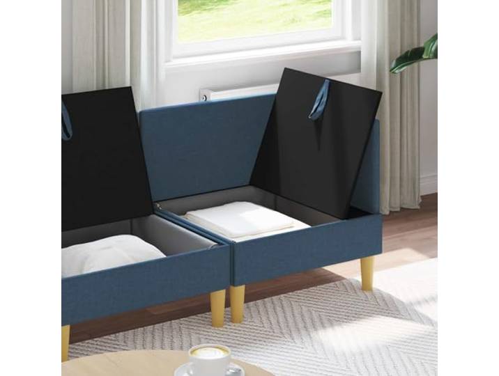 KTHLBRH Modulares 3-Sitzer-Sofa-Set mit Aufbewahrungsbox, Blau Zeitgenössisches Design, langlebiger Stoff, abnehmbare Kissen, pflegeleicht