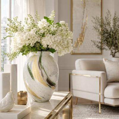 Sagebrook Home Modern Abstract Glass Swirled Bud Marbled Look Vase