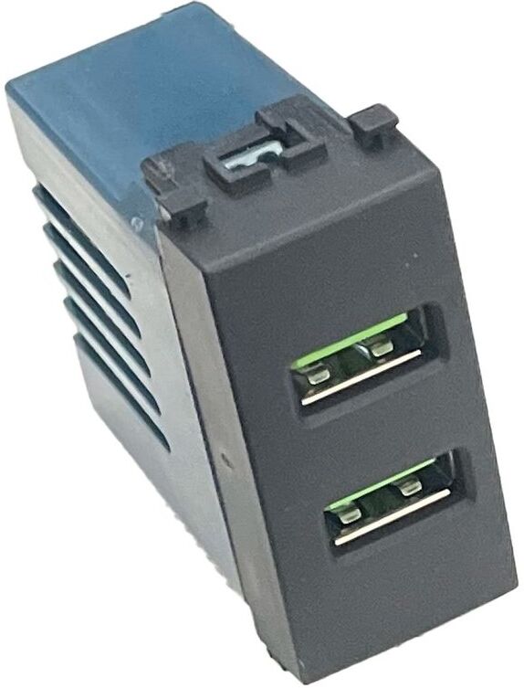 Ettroit Presa Usb Caricatore Usb 5v 2,1a 2 Porte Usb-A Colore Nero Compatibile Con Vimar Arke