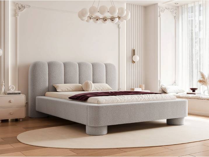 yourhouse24 Polsterbett Design-Polsterbett – Überstehendes Paneel-Kopfteil, Bettkasten, Luxus Wolkenbett mit Bettkasten & Lattenrost