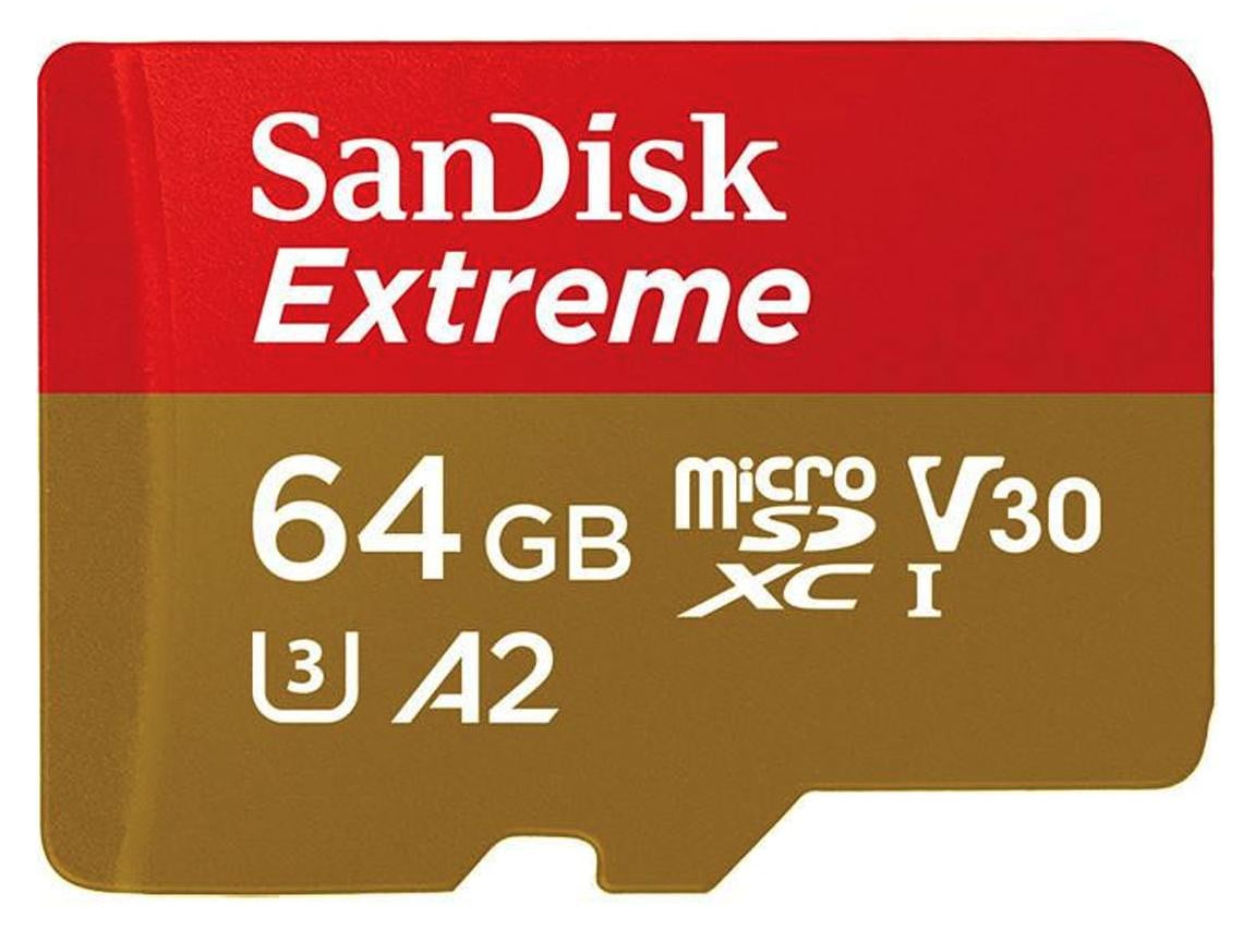 SanDisk microSDXC Extreme A2 C10 V30 UHS-I U3 MicroSD-kaart 64GB