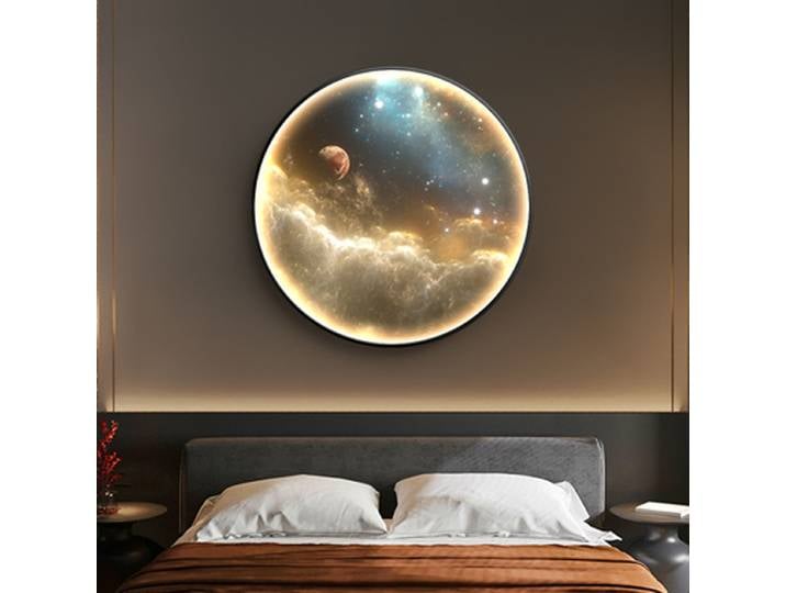 Lampe murale LED ronde en forme de lune, planète Terre, style nordique, pour porche, salon, chambre à coucher, salle à manger, peinture décorative lumineuse