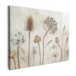 LEINWANDBILD Blumen - Aquarell - Stilleben - Braun - Vintage Wandbilder 80x60 cm