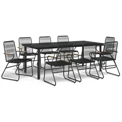 vidaXL 9-tlg. Garten-Essgruppe Schwarz PVC Rattan