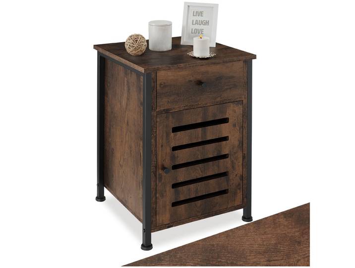 Nachtkastje Waterford 40x42x60,5cm - Industrieel hout donker, rustiek