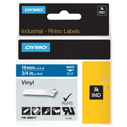 DYMO IND 1805417 - DYMO IND Band Vinyl, 19mm, weiß/blau