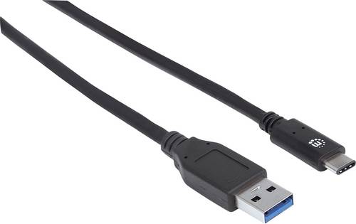 Manhattan USB-Kabel USB 3.2 Gen1 USB-A Stecker, USB-C Stecker 1.00 m Schwarz UL-zertifiziert 353373