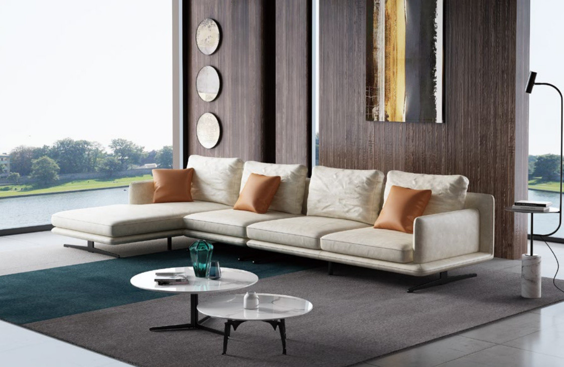 Designer L-vormige lederen hoekbank voor de woonkamer