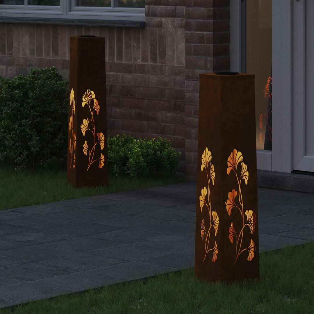 vidaXL Solar Powered Steel Pathway Light Rusty 80cm H x 18cm W x 18cm D