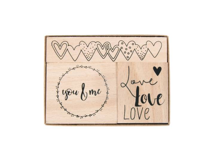 Rayher Holzstempelset Liebe 3.2 × 3.8 cm 8.1 × 1.6 cm 3 Stück
