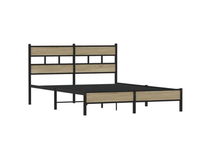 KTHLBRH Bettgestell Eiche Sonoma 140 x 200 cm, Bettgestell aus Stahl Mit Kopfteil, Lattenrost im Lieferumfang enthalten, Stauraum unten für Boxen, geeignet für Matratze 140 x 200 cm