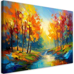 WANDBILD bunte waldbäume bemalt