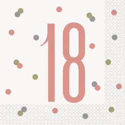 16 Servietten 18. Geburtstag roségold