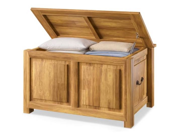CASARIA® Holztruhe mit Deckel Groß 103L Volumen Sitzbank Stauraum 160kg belastbar Holz Akazie Flur Schatztruhe Truhe Schatzkiste Kolonialstil Braun