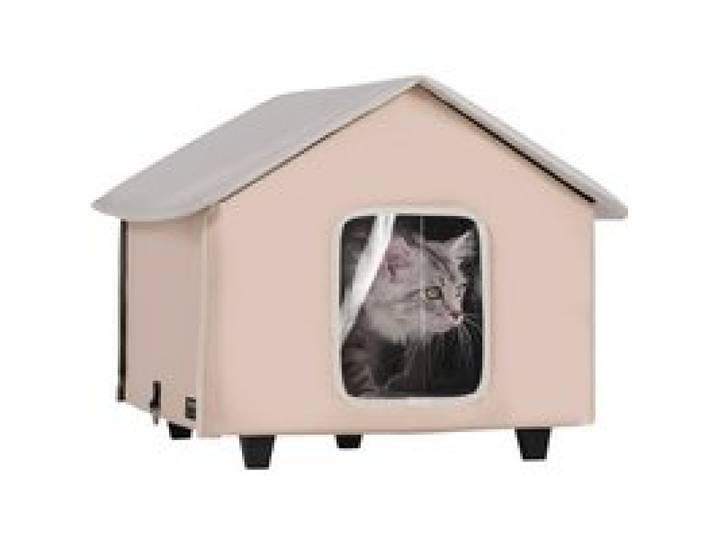 VEVOR Katzenhütte 52x48x47 cm, Katzenhaus 55 W, Katzenhöhle, Katzenunterschlupf aus 600D Oxford-Gewebe mit Beheiztem Kissen, Temperaturerhöhung bis 20 °C, für den Winter,Braun (Mitte)