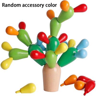 Inspired Finds Wooden Cactus Stacking Montessori Building Block Toy For Kids cactus Blocks