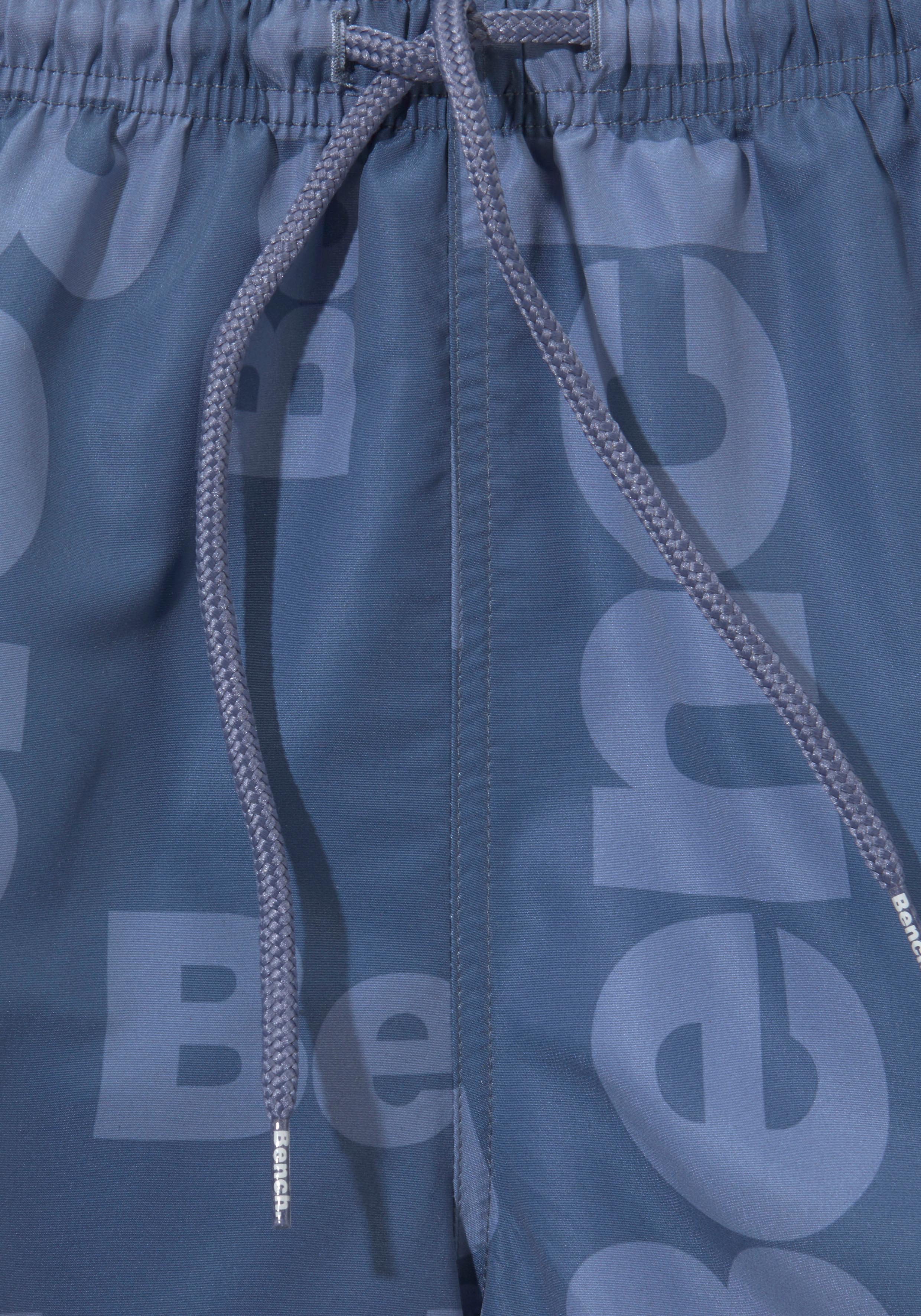 Badeshorts BENCH., Herren, Gr. S (46/48), Lang, blau (blau (langgröße)), Microfaser, Polyester, bedruckt, Badehosen Badeshorts, kurze oder lange Form