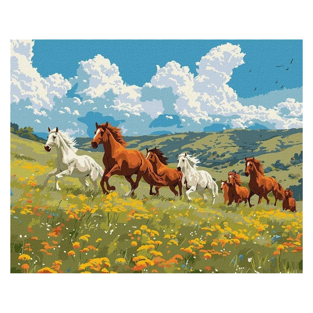 Ideyka Malen nach Zahlen - Pferde Kraft und Eleganz 50 x 40 cm (KHO6591)