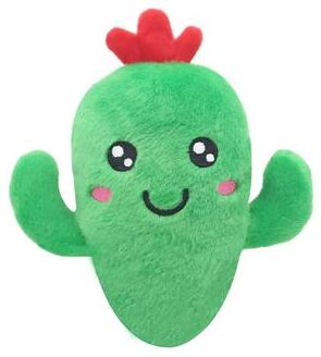 Inspire Curations Fruit & Veggie Squeaky Plush Dog Toy (Unstuffed, Crinkle + Sound) For Interactive Play cactus