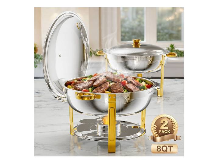 Warmounts Speisenwärmer 7,6L Buffetwärmer, (2-tlg., 8QT Buffet Warmhalter Set), mit Deckelhalter für Catering, Hochzeit, Party