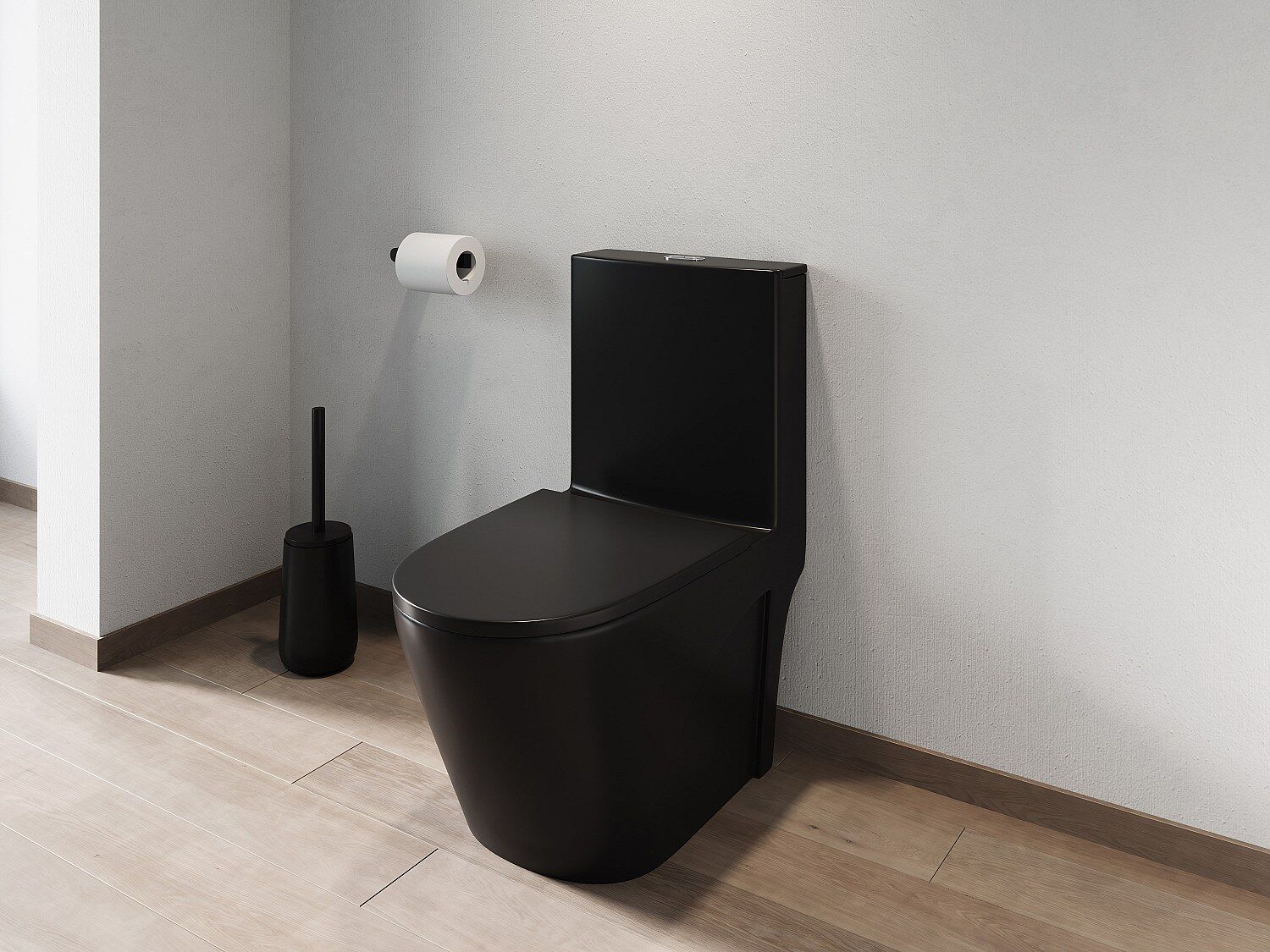Vente-unique Zwart mat staand toilet in keramiek - NAGILAM
